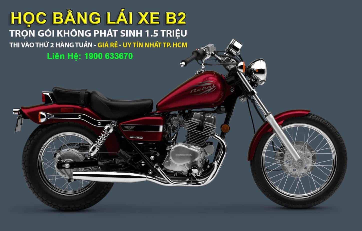 Lệ phí đăng ký Học Thi bằng lái xe máy moto A2 bao đậu TpHCM 2018