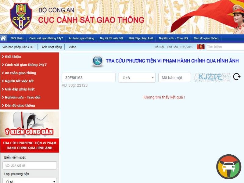  Tra cứu vi phạm giao thông qua website Cục CSGT