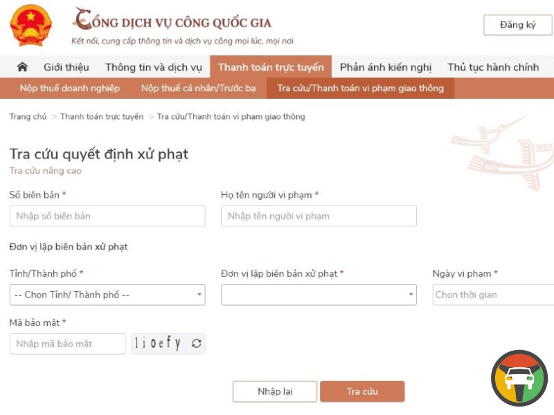 Tra cứu trên Cổng dịch vụ công quốc gia