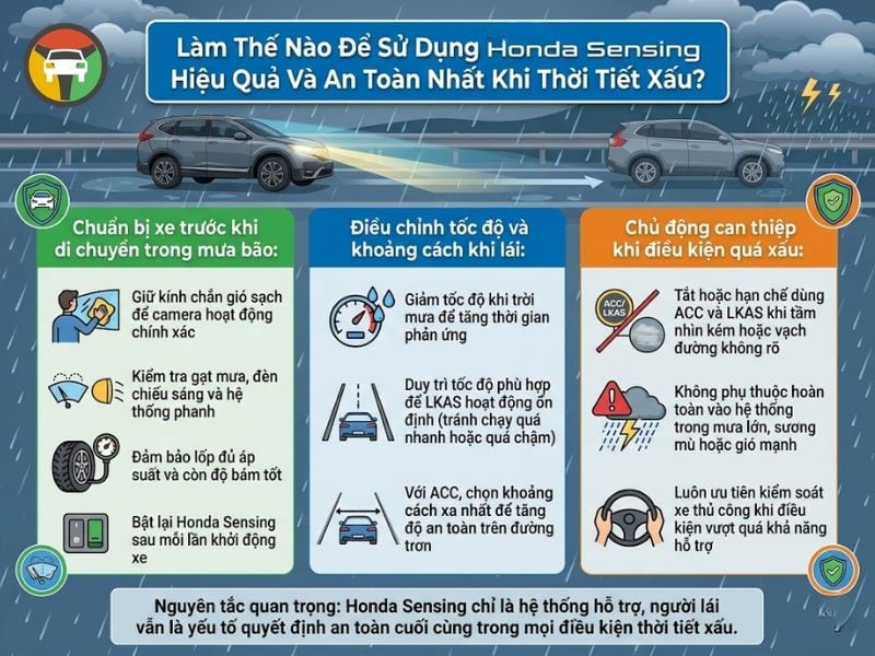 Honda Sensing Có An Toàn Khi Lái Xe Trong Mưa Bão Không? 9 Kinh nghiệm sử dụng tính năng Honda SenSing trong điều kiện mưa bão