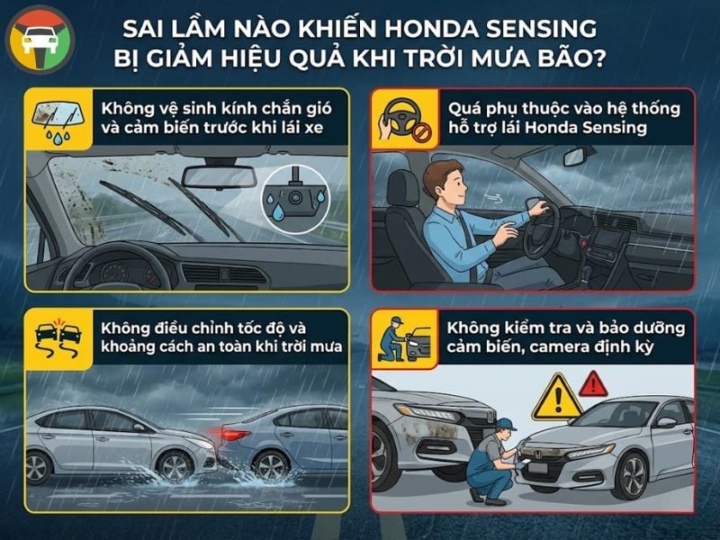 Honda Sensing Có An Toàn Khi Lái Xe Trong Mưa Bão Không? 10 Sai lầm thường gặp khi sử dụng Honda Sensing khi lái xe trong mưa bão