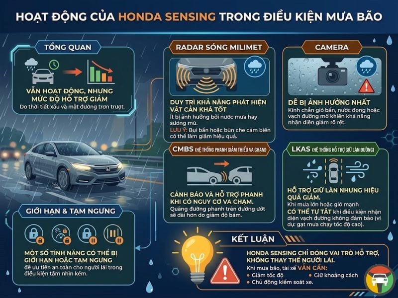 Honda Sensing Có An Toàn Khi Lái Xe Trong Mưa Bão Không? 8 Cách thức hoạt động của Honda Sengsing khi lái xe trong mưa bão