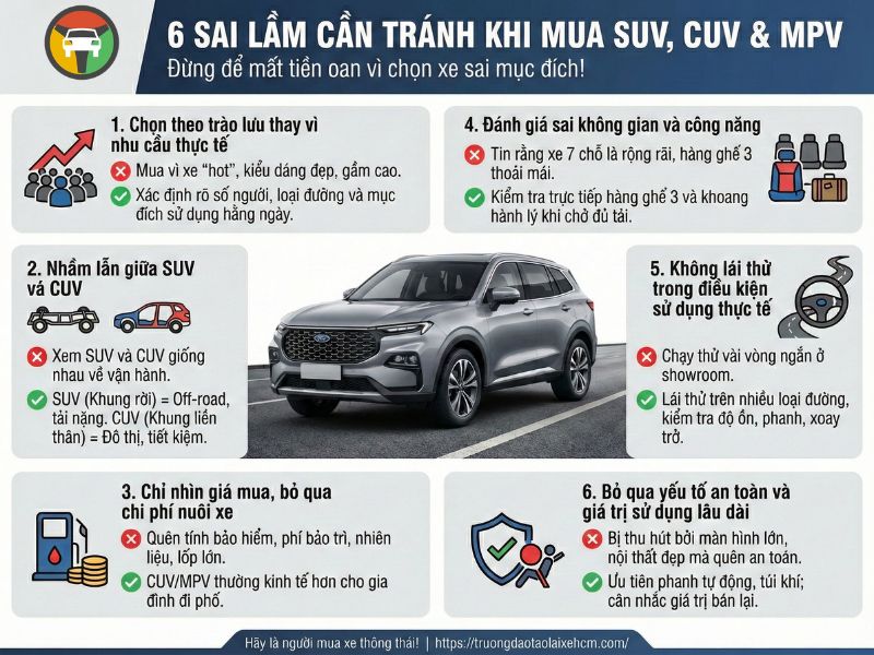 CUV, SUV, MPV Khác Gì Nhau? Hướng Dẫn Chọn Xe Chuẩn 12 Sai lầm thường gặp khi mua xe SUV, CUV, MPV