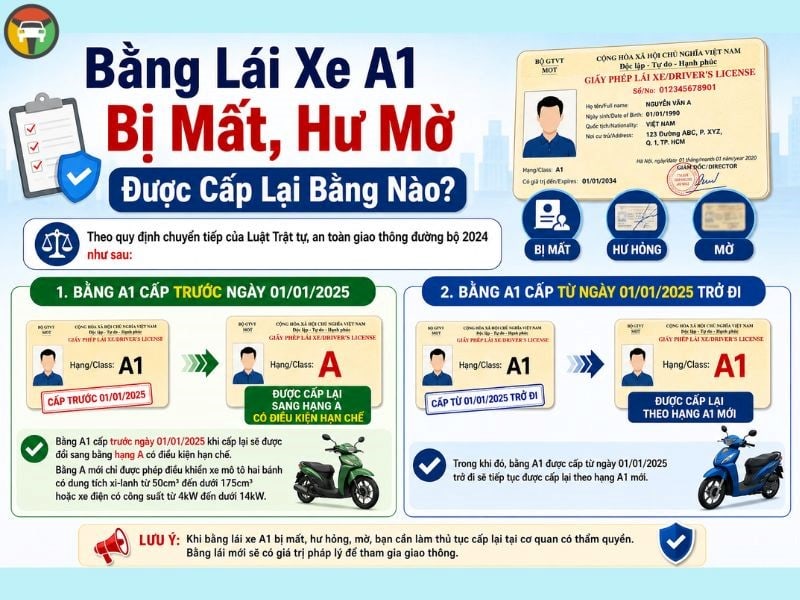 Thủ Tục Và Phí Làm Lại Bằng Lái Xe A1 Bị Mất, Hư Mờ Ở HCM 8 Các quy định cấp lại bằng lái xe A1 mới