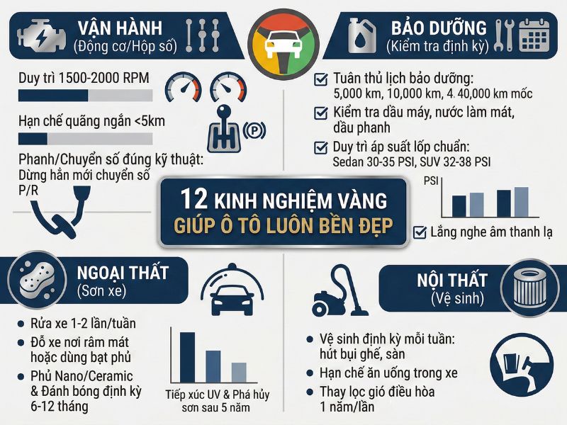 Kinh nghiệm vàng giúp ô tô luôn bền, đẹp