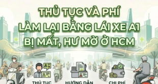 Thủ tục và chi phí làm lại bằng lái xe A1 bị mất, hư, mờ