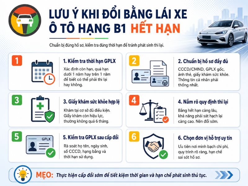 Kinh nghiệm khi đổi bằng lái xe B1 hết hạn