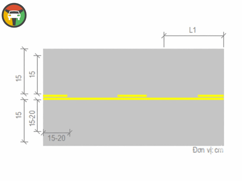 Vạch 1.4 – Một liền, một đứt (cho phép vượt có điều kiện)
