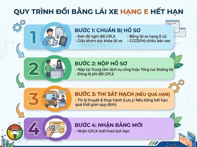 Quy trình đổi bằng lái xe hạng E