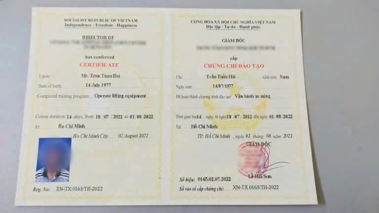 Cấp chứng chỉ sau khi học lái xe nâng