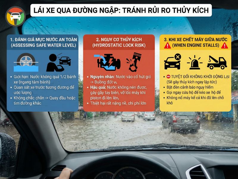 Kinh Nghiệm Lái Xe Ô Tô Khi Trời Mưa Tránh Thủy Kích 11 Cách lái xe ô tô qua vùng nước ngập tránh thủy kích