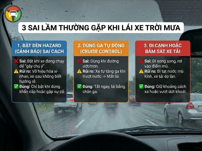 Kinh Nghiệm Lái Xe Ô Tô Khi Trời Mưa Tránh Thủy Kích 12 Sai lầm xần tránh khi lái xe trời mưa