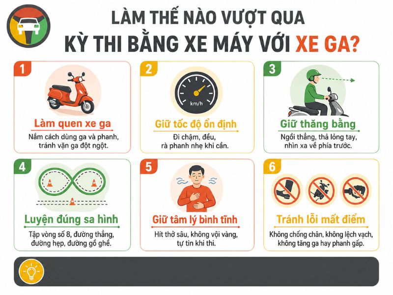 Có Được Thi Bằng Lái Xe Máy Bằng Xe Tay Ga? 10 Kinh nghiệm thi bằng xe máy bằng xe ga