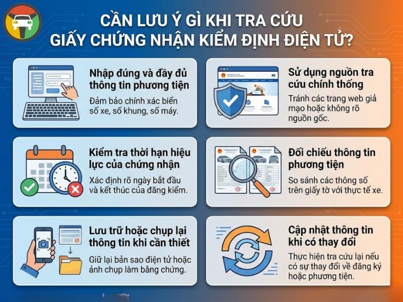 Lưu ý khi tra cứu giấy chứng nhận kiểm định điện tử