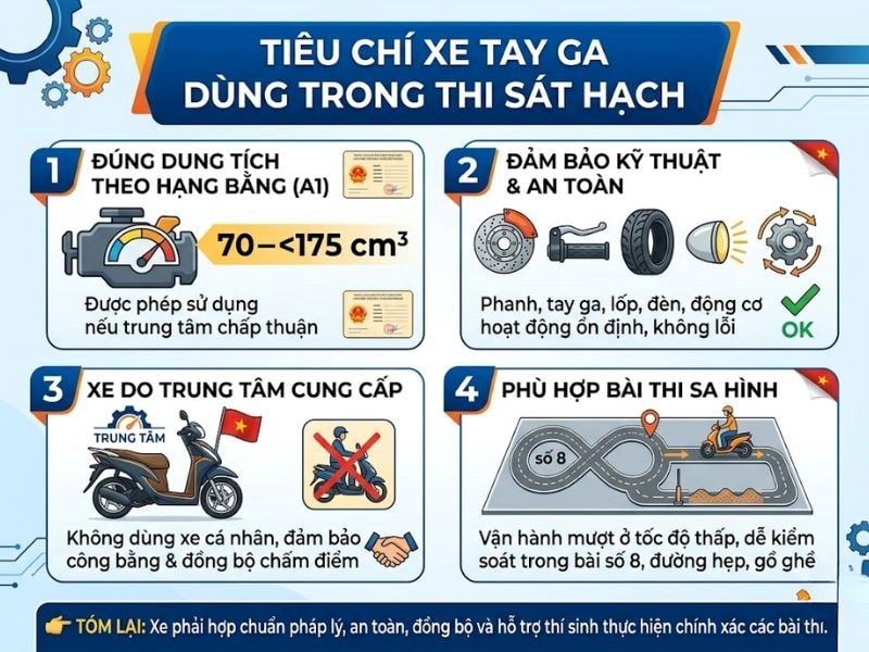 Có Được Thi Bằng Lái Xe Máy Bằng Xe Tay Ga? 9 Tiêu chí chọn xe tay ga khi thi bằng xe máy