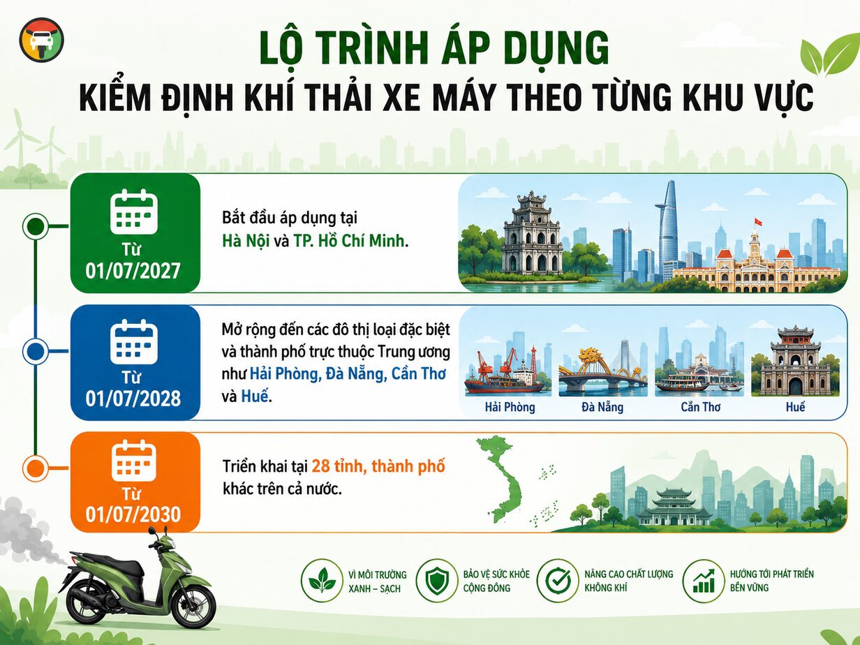 Quy Định Kiểm Định Khí Thải Xe Máy Mới Nhất 9 Lộ trình áp dụng quy định về khí thải xe máy