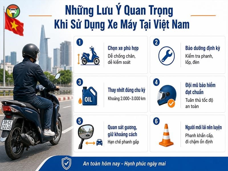 Các Loại Xe Máy Phổ Biến Ở Việt Nam: Ưu Nhược Điểm & Lưu Ý Sử Dụng 17 Những lưu ý quan trọng khi sử dụng xe máy tại Việt Nam