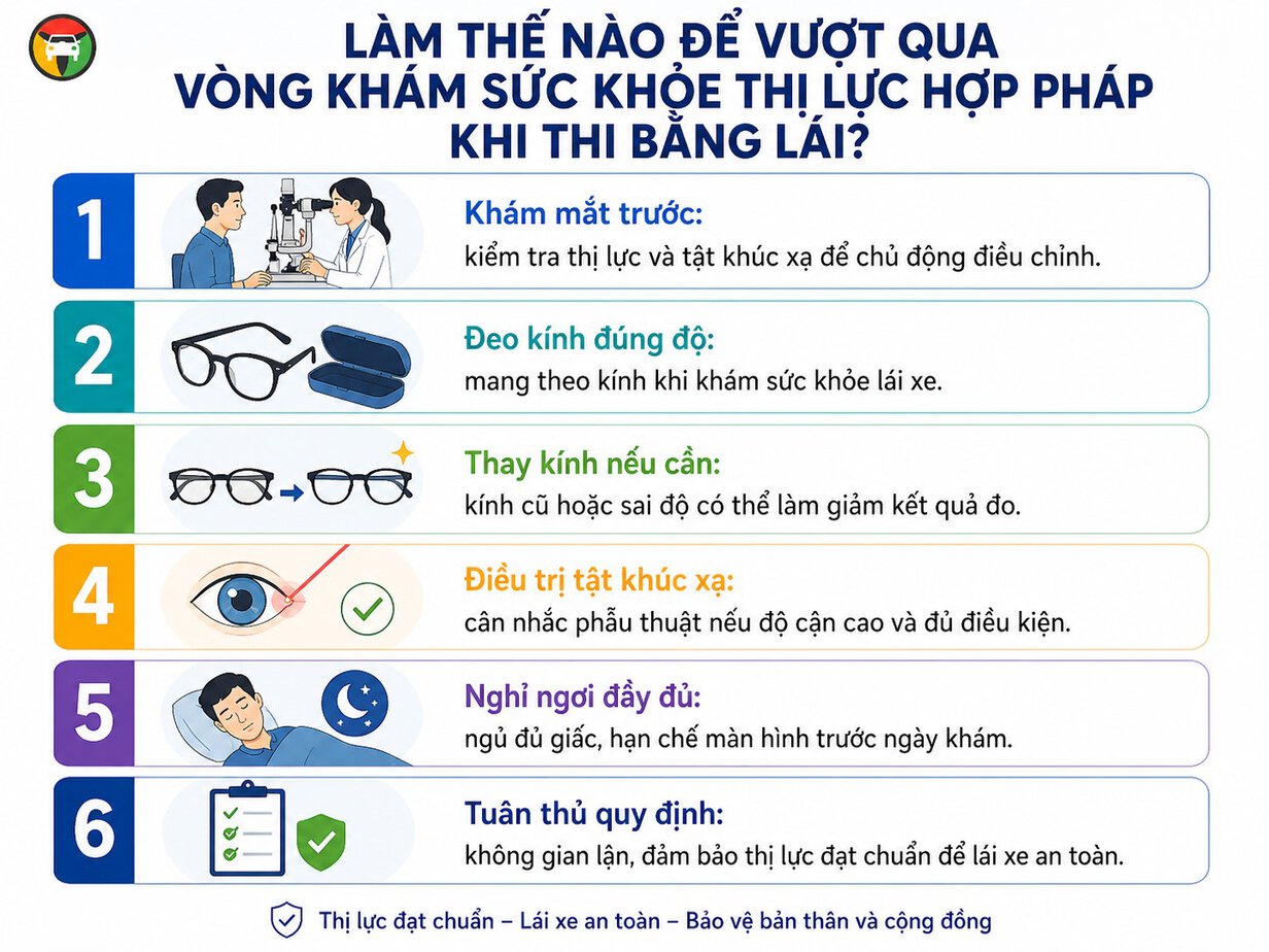 Cận Bao Nhiêu Độ Không Được Thi Bằng Lái? Quy Định Mới Nhất 10 Kinh nghiệm khám sức khỏe thị lực mắt khi thi bằng lái hợp pháp
