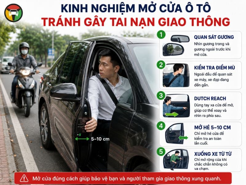 Hướng Dẫn Mở Cửa Xe Ô Tô Đúng Cách, An Toàn Từ Bên Trong Và Bên Ngoài 10 Kinh nghiệm mở cửa xe ô tô tránh gây tai nạn giao thông