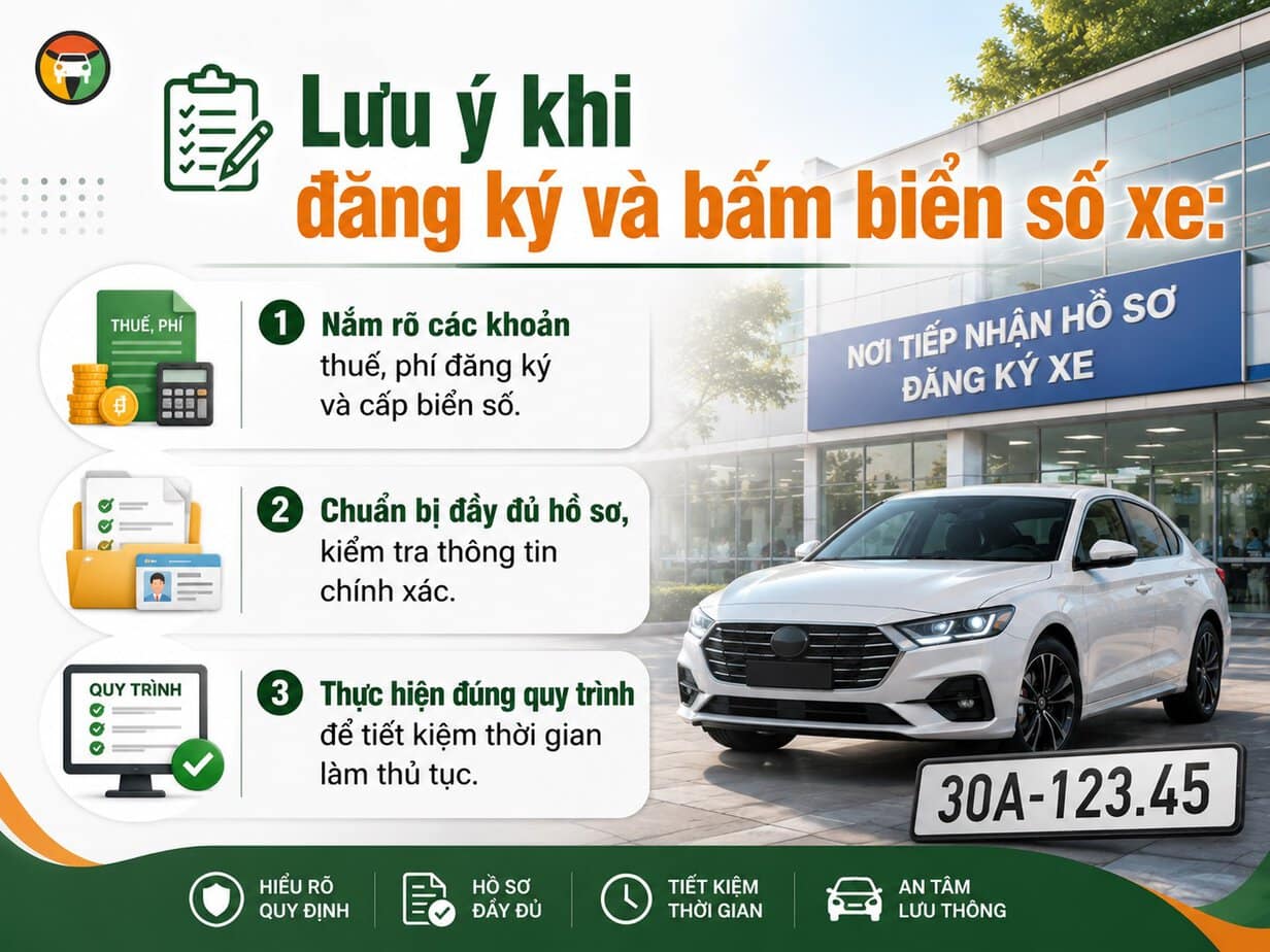 Cần Lưu Ý Những Gì Khi Mua Xe Ô Tô Mới Tránh Rủi Ro? 9 Lưu ý khi làm thủ tục đăng ký và bấm biển số xe ô tô mới