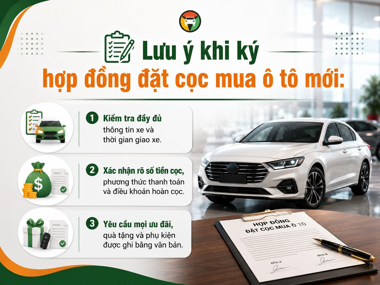 Cần Lưu Ý Những Gì Khi Mua Xe Ô Tô Mới Tránh Rủi Ro? 8 Lưu ý khi làm hợp đồng đặt cọc mua xe ô tô mới