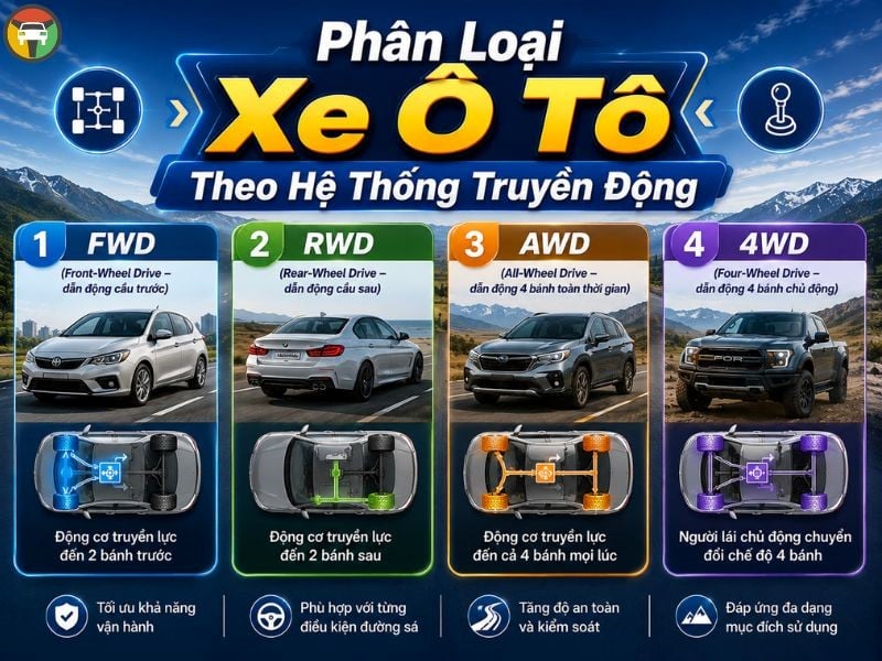 Cách Phân Loại Xe Ô Tô Phổ Biến Nhất Hiện Nay 13 Phân loại xe ô tô theo hệ thống truyền động