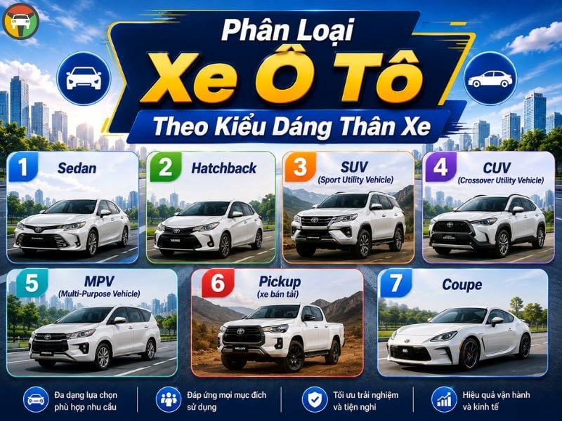 Cách Phân Loại Xe Ô Tô Phổ Biến Nhất Hiện Nay 11 Phân loại xe ô tô theo kiểu dáng thân xe