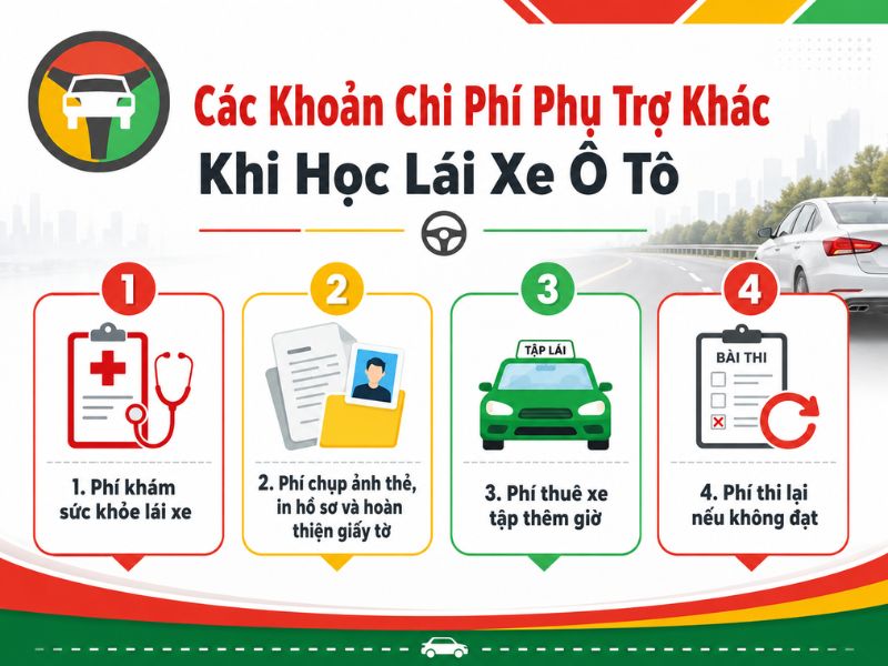 Chi Phí Học Lái Xe Ô Tô Bao Nhiêu Tiền? 7 Các khoản phụ phí thường gặp khi học bằng lái xe ô tô
