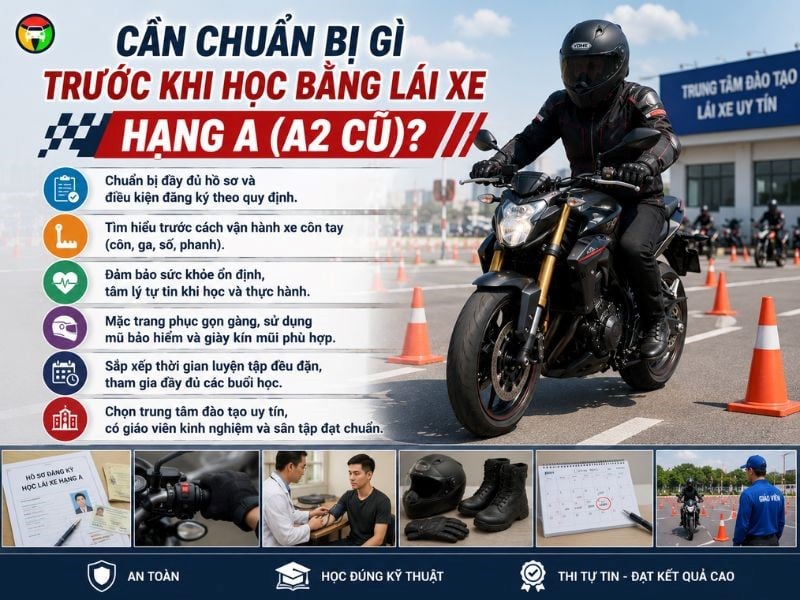 Học Lái Xe Phân Khối Lớn Có Khó Không? Kinh Nghiệm Học Bằng Lái A (A2 Cũ) 8 Các yếu tố cần chuẩn bị trước khi học bằng lái xe phân khối lớn