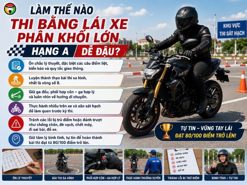 Học Lái Xe Phân Khối Lớn Có Khó Không? Kinh Nghiệm Học Bằng Lái A (A2 Cũ) 10 Kinh nghiệm thi bằng lái xe phân khối lớn