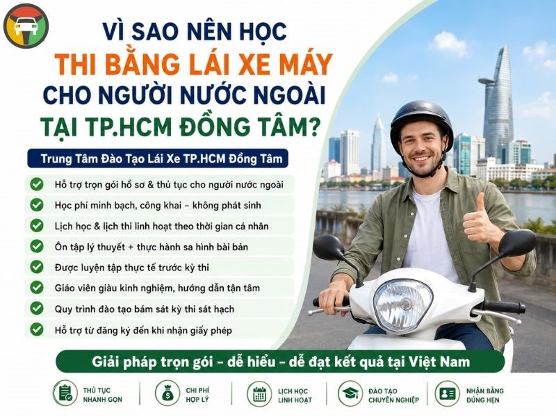 Thi Bằng Lái Xe Máy Cho Người Nước Ngoài Tại Hồ Chí Minh 8 Lý do nên đăng ký thi bằng lái xe máy tại Đồng Tâm