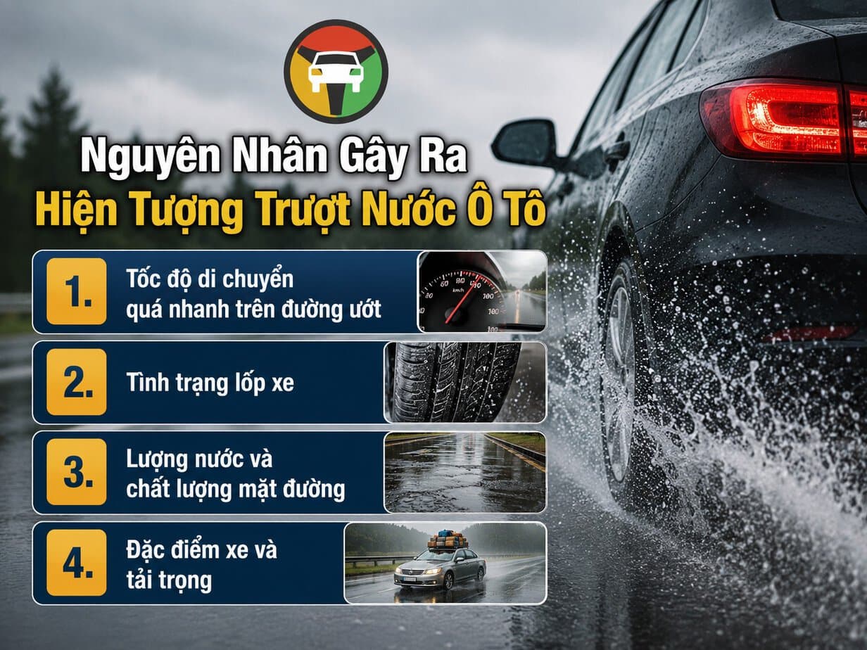 Nguyên nhân gây ra hiện tượng ô tô trượt nước