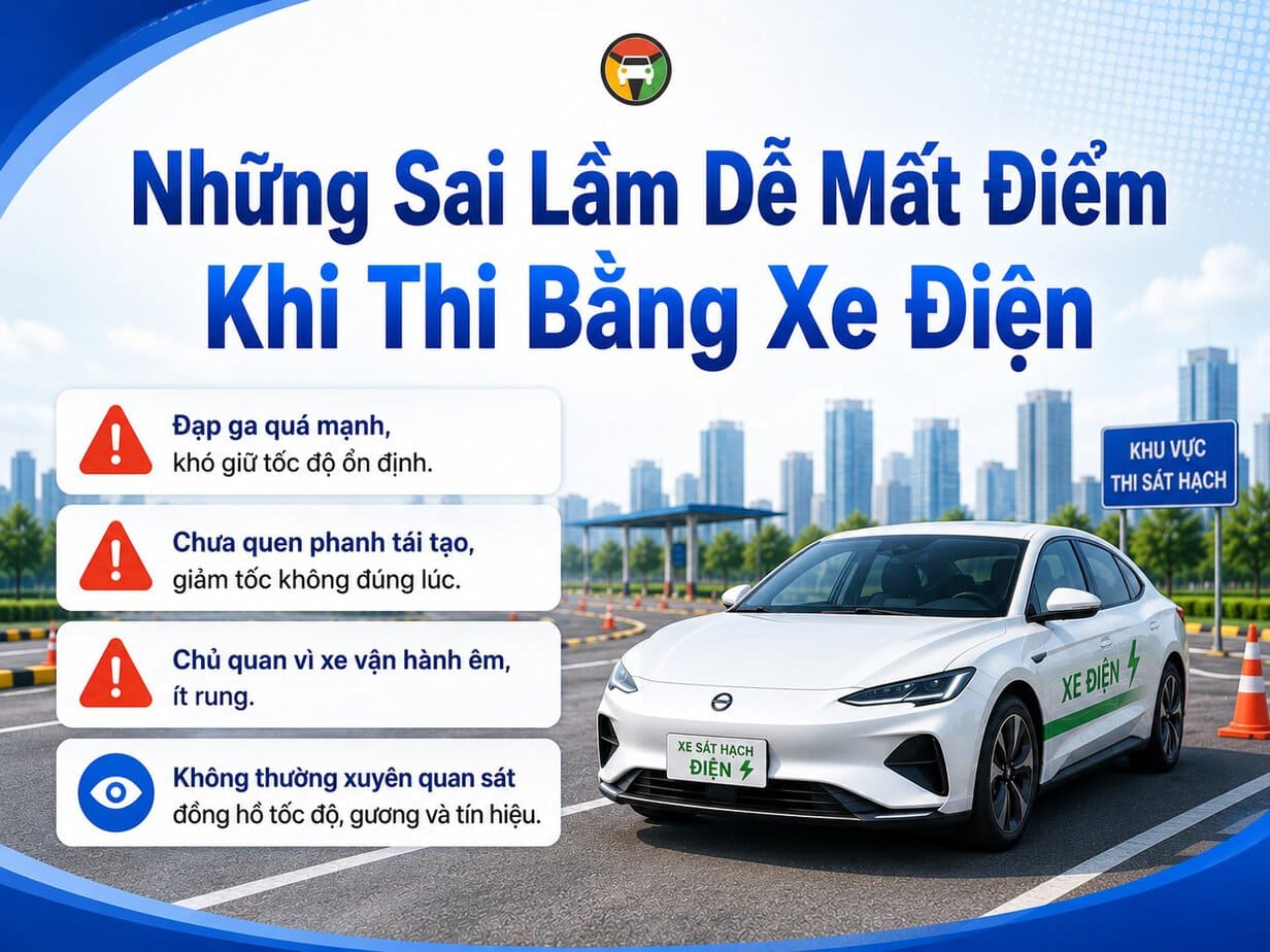 Thi Bằng Lái Ô Tô Được Dùng Xe Điện Không? Cập Nhật Thông Tin Mới Nhất 10 Những sai lầm cần tránh khi dùng xe điện thi sát hạch bằng lái ô tô