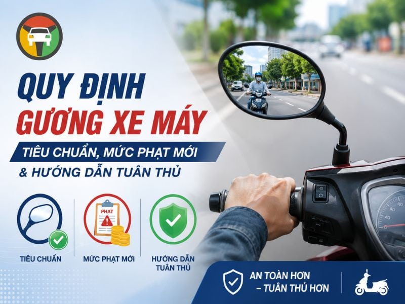 Quy định mới nhất về gương chiếu hậu xe máy