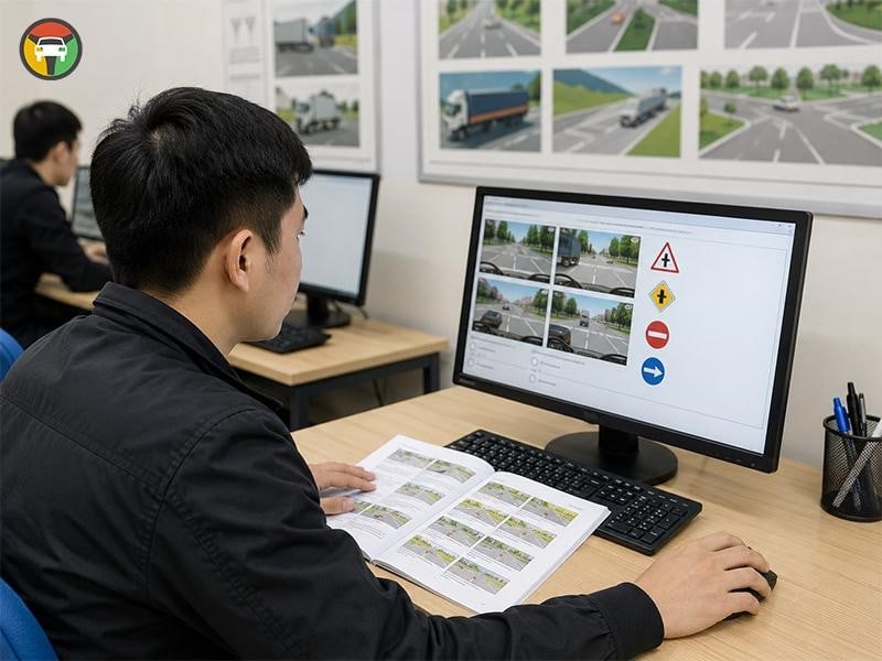 Mẹo Thi Bằng Lái C1 Bao Đậu: Từ Lý Thuyết Đến Thực Hành 11 Học viên thi lý thuyết bằng C1 (ảnh minh họa)