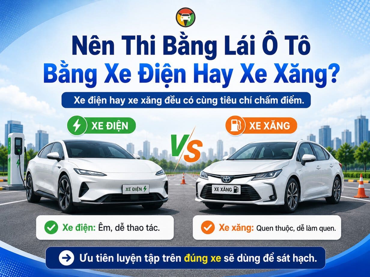 Thi Bằng Lái Ô Tô Được Dùng Xe Điện Không? Cập Nhật Thông Tin Mới Nhất 9 Kinh nghiệm nên chọn xe điện hay xe xăng để thi bằng lái ô tô