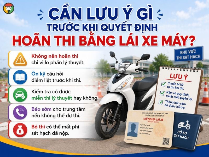 Hoãn Thi Bằng Lái Xe Máy Được Không? Cập Nhật Quy Định Mới Nhất 10 Lưu ý trước kho hoãn thi bằng lái xe máy