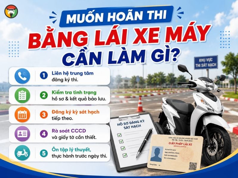 Hoãn Thi Bằng Lái Xe Máy Được Không? Cập Nhật Quy Định Mới Nhất 8 Những bước cần làm khi hoãn bằng lái xe máy