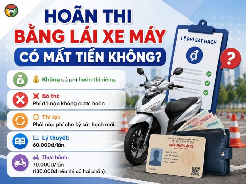 Hoãn Thi Bằng Lái Xe Máy Được Không? Cập Nhật Quy Định Mới Nhất 9 Hoãn thi bằng lái xe máy có mất tiền không?