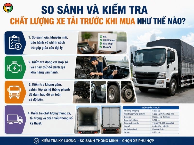 Kinh nghiệm so sánh và kiểm tra chất lượng xe tải trước khi mua