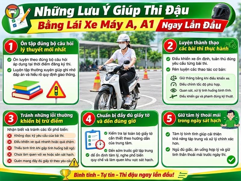 Thi Bằng Lái Xe Máy A, A1 Ở Đâu Tốt Nhất Quận Bình Thạnh? 12 Lưu ý quan trọng khi thi bằng lái xe máy ở Bình Thạnh
