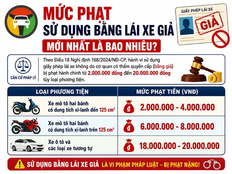 Mức phạt khi sử dụng bằng lái xe giả