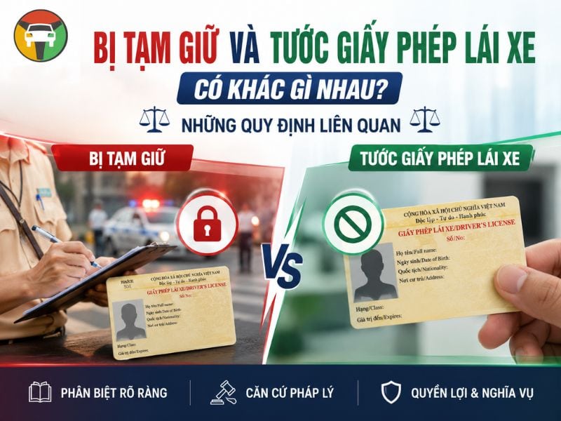Tìm hiểu về tạm giữ bằng lái xe và tước giấy phép lái xe