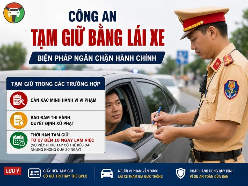 Tạm giữ giấy phép lái xe