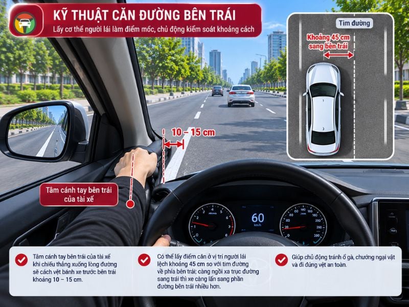 Cách Căn Đường Khi Lái Xe Ô Tô Chuẩn Kỹ Thuật Cho Tài Mới 12 Kỹ thuật căn đường bên trái