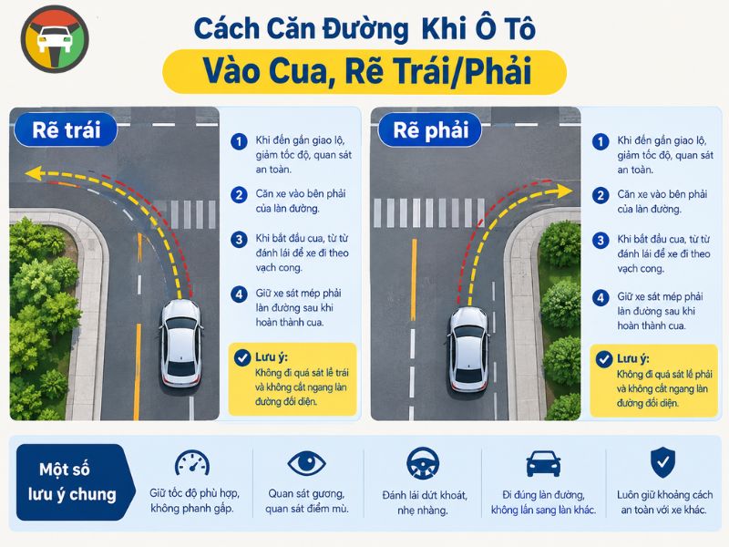 Cách Căn Đường Khi Lái Xe Ô Tô Chuẩn Kỹ Thuật Cho Tài Mới 15 Cách căn đường khi vào cua, rẽ trái/phải