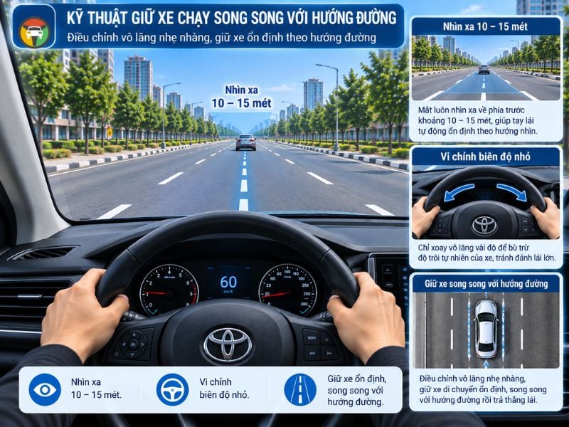 Cách Căn Đường Khi Lái Xe Ô Tô Chuẩn Kỹ Thuật Cho Tài Mới 14 Kỹ thuật giữ xe chạy song song với hướng đường