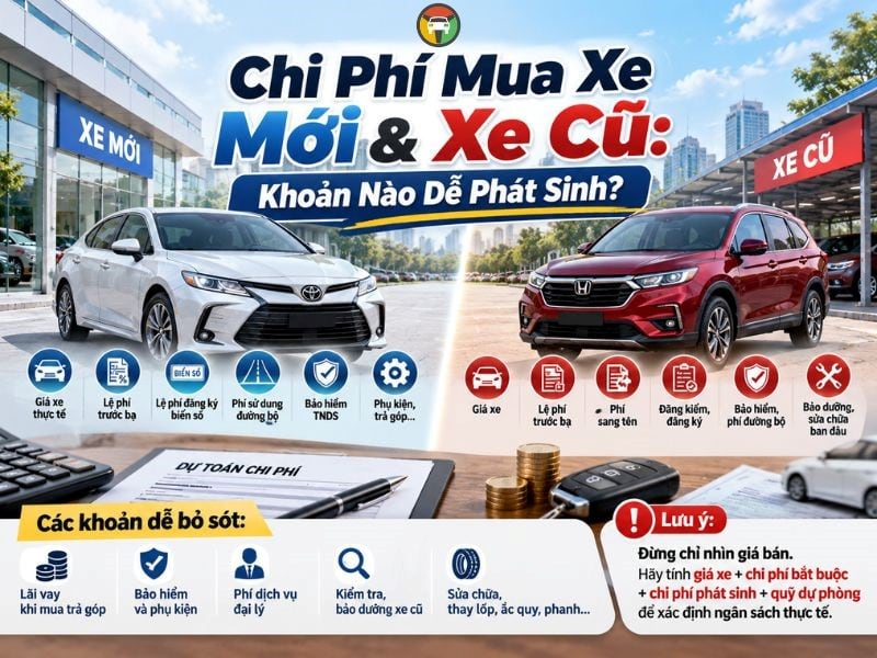 Các Chi Phí Khi Mua Xe Ô Tô Mới & Cũ Chủ Xe Cần Lưu Ý 10 So sánh chi phí mua xe ô tô cũ và mới