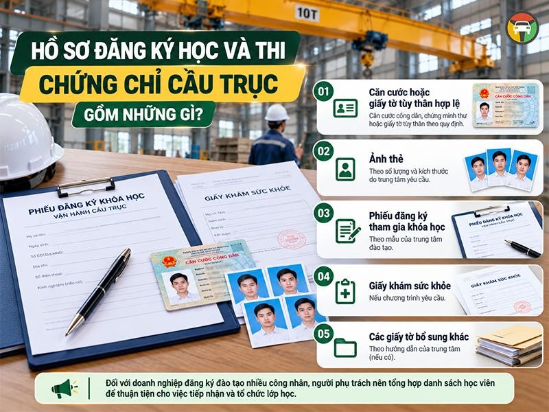 Đào Tạo Cấp Chứng Chỉ Vận Hành Cầu Trục Tại TP.HCM 8 Hồ sơ đăng ký học và thi chứng chỉ lái cầu trục