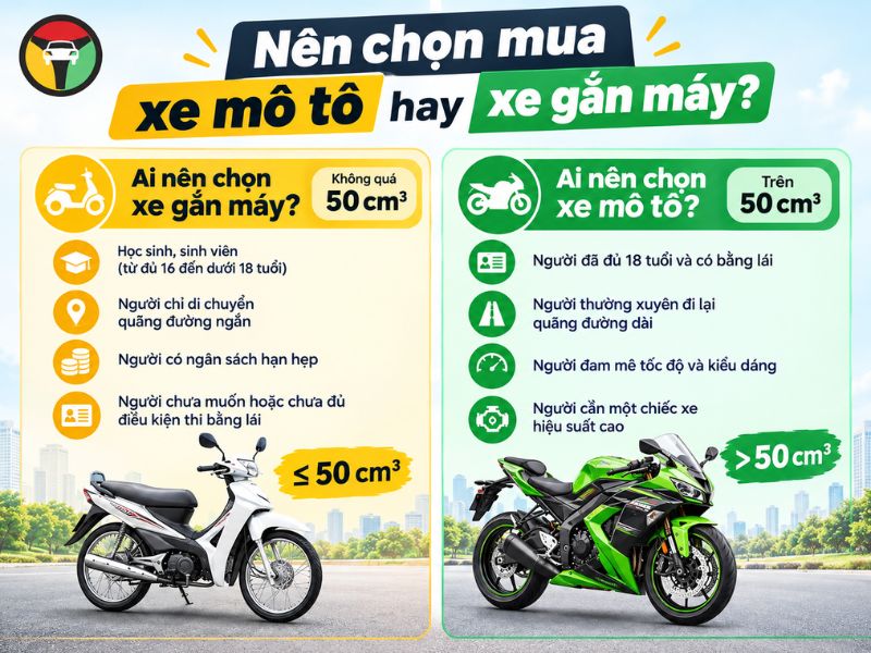 Xe Mô Tô Và Xe Gắn Máy Khác Nhau Thế Nào? Quy Định Theo Luật Mới 12 Kinh nghiệm chọn mua xe mô tô hay xe gắn máy phù hợp nhu cầu